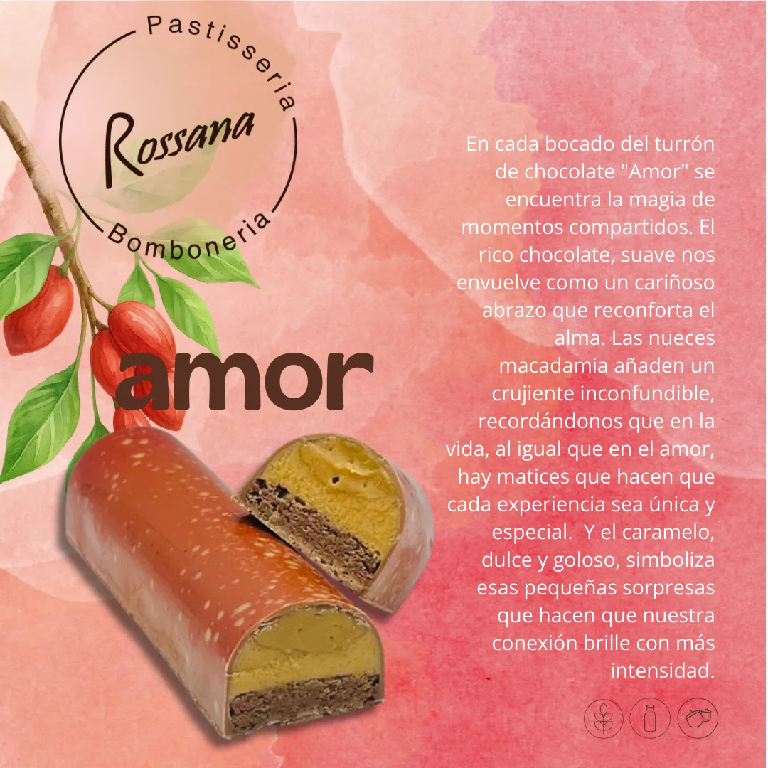 Turrón Amor - Chocolate con leche, caramelo y crujiente de nuez macadamia. - Imagen 2