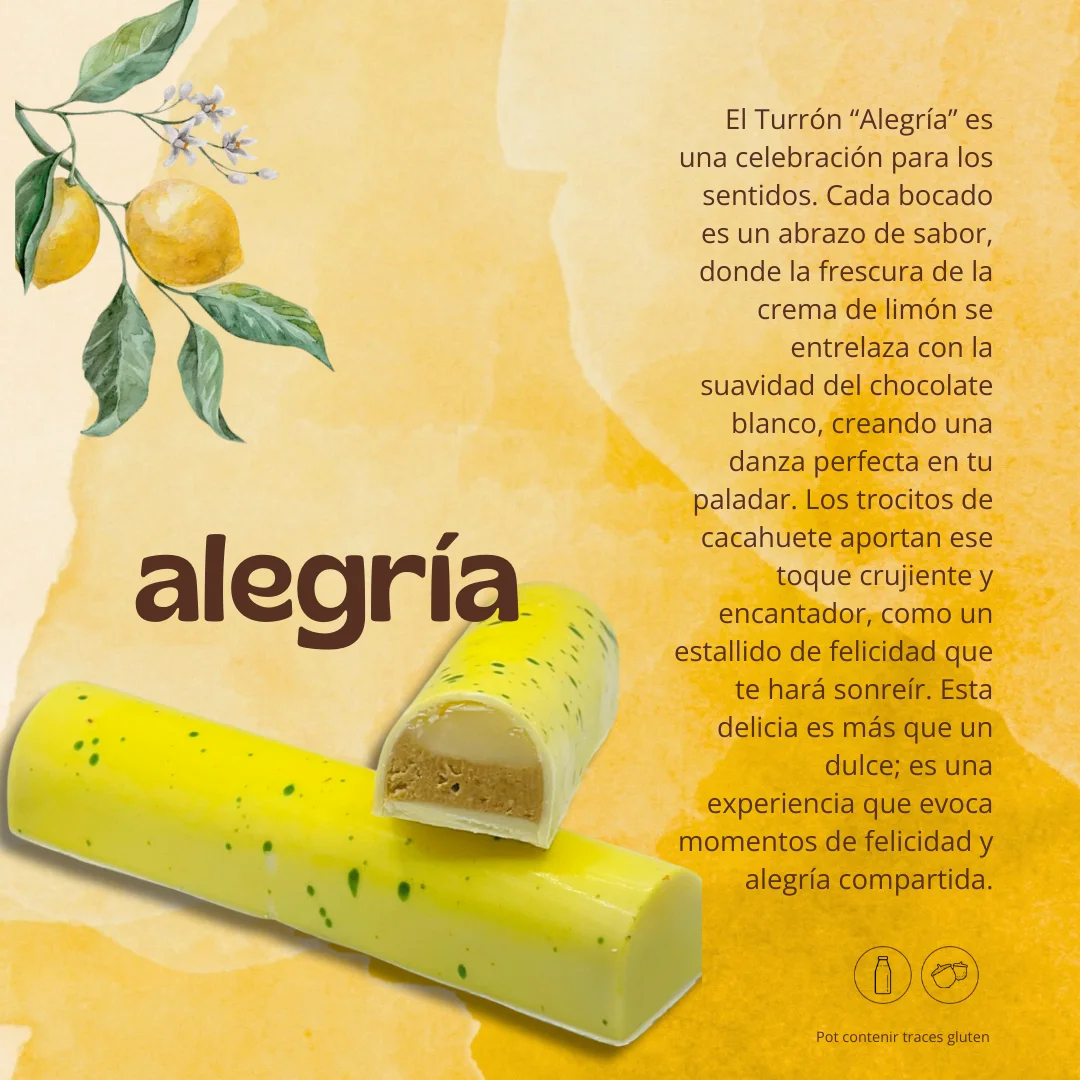 Turrón Alegría - Crema de cacahuete, chocolate blanco y ganache de limón. - Imagen 4