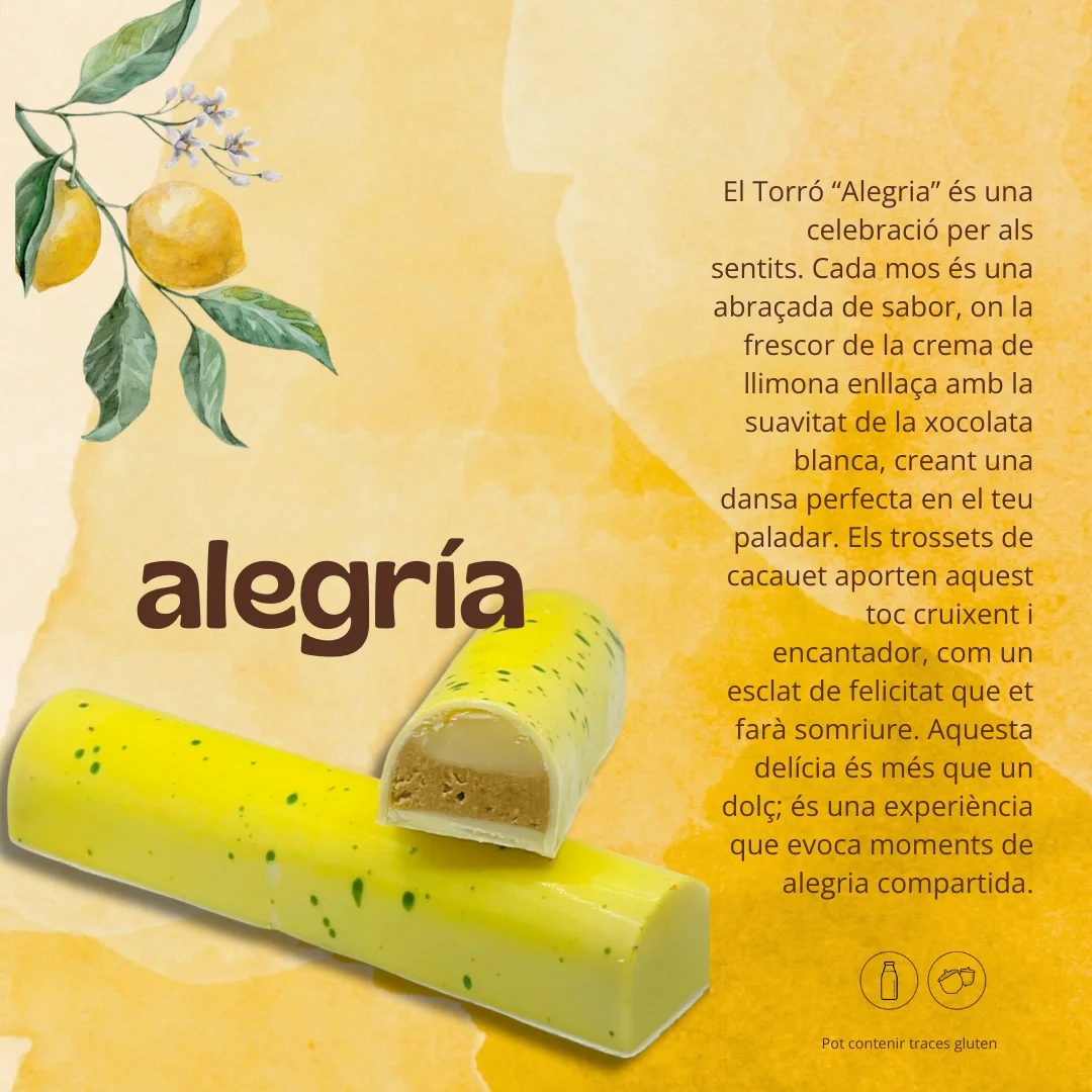 Turrón Alegría - Crema de cacahuete, chocolate blanco y ganache de limón. - Imagen 3