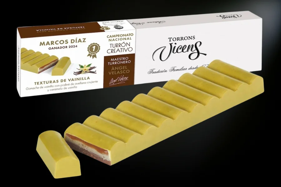 Turrón de Texturas de Vainilla Premio Maestro Turronero Àngel Velasco 2024 en Estuche de 300g